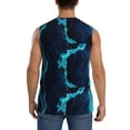 thumbnail image 4 of Bixox Men's Blue Marble And Gold Printed Shirt Sleeveless Fitness Tank Top-Medium, 4 of 7