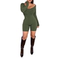 thumbnail image 5 of Arvbitana Women Bodycon Yoga Jumpsuits Workout Ribbed Long Sleeve Sport Full Body Romper Bodysuit One-Piece Playsuit, 5 of 9