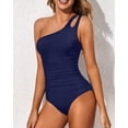 thumbnail image 4 of SURJDE One Shoulder One Piece Swimsuit for Women Tummy Control Bathing Suits Modest Full Coverage Keyhole Swimwear, 4 of 6
