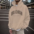 thumbnail image 5 of LUOGENLI Mens Hoodies Blanket Mens Fashion Casual Letter Part Print Hooded Pullover Long Sleeve Hooded Sweater Hoodies for Men Pullover Graphic Design Khaki Size XXL, 5 of 5
