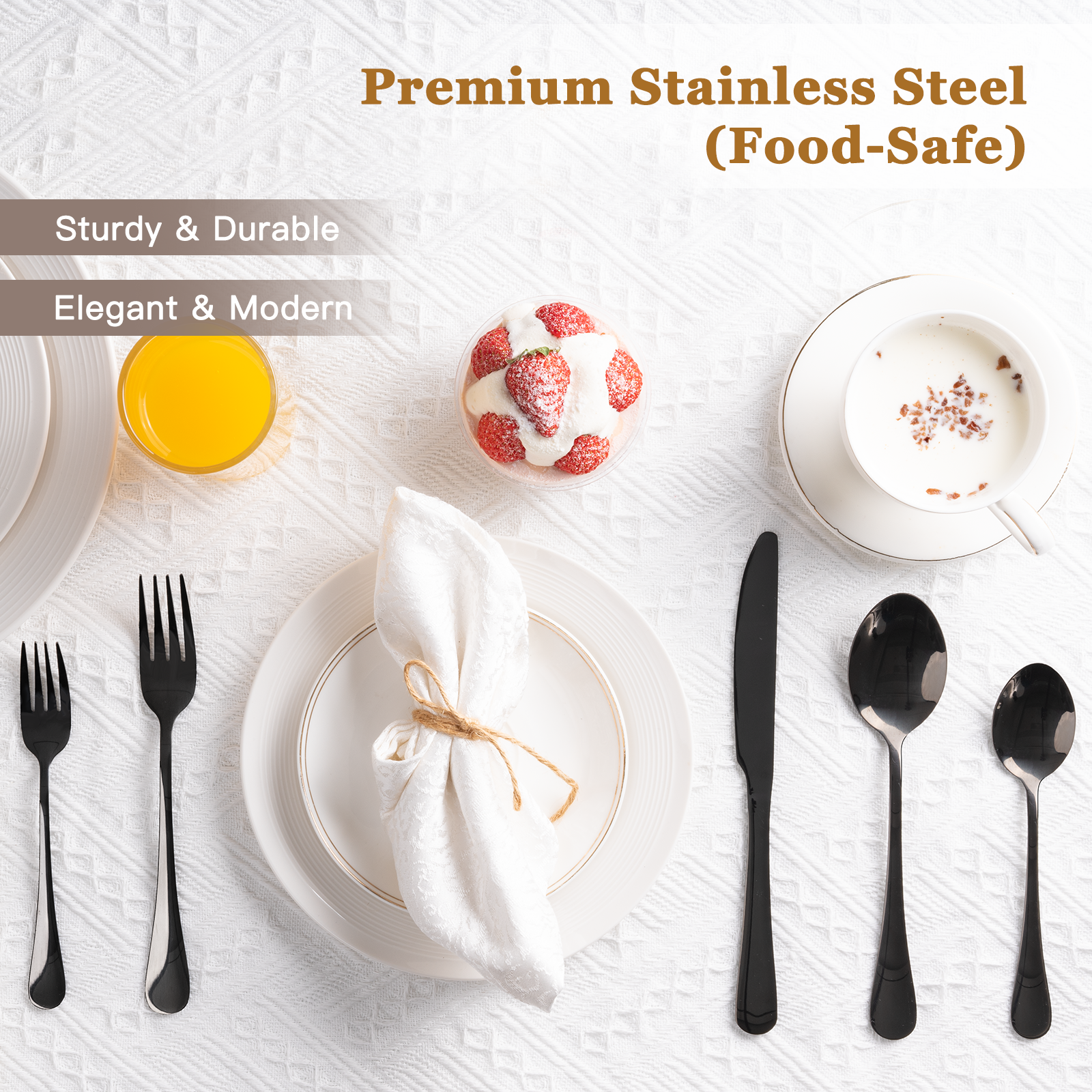 Astercook 25-Piece Black Silverware Set with Steak Knives photo 2