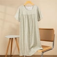 thumbnail image 2 of Chemise de Nuit pour Femmes, Manches Courtes à Col Rond Imprimé, Robe d'Allaitement, Rayonne Spandex Douce, Robe de Détente Longueur Genou, 2 of 5