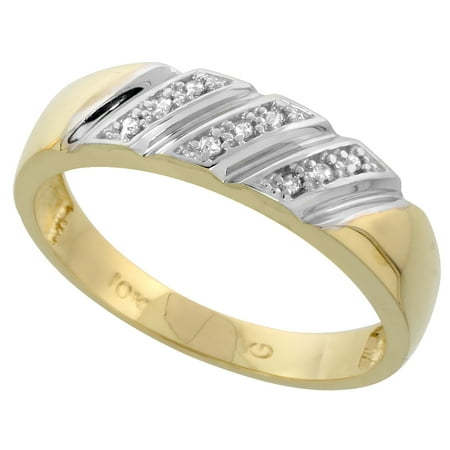 Gold Brilliant Cut Diamond - 10k Yellow Gold Mens Diamond Wedding Band Ring 0.05 cttw Brilliant Cut, 1/4 inch 6mm wide