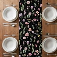 thumbnail image 6 of Pink Spring Floral Table Runner - 108 Inch Long, Kitchen Dining Table Runner Dresser Scarves, Flowers Botanical Elegant Pastoral Black Farmhouse Decor for Coffee Tables Wedding Party Banquet, 6 of 8