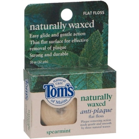 Maine Antiplaque Flat Floss Tom's of Maine Naturally Waxed Anti-Plaque Flat Floss Spearmint 32 Yards (Pack of 2) ()
