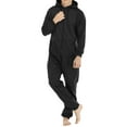thumbnail image 2 of xiaxaixu Men's Hooded Jumpsuits Tracksuit Solid Color Drawstring Sweatshirts Rompers Full Zip Hoodies Overalls with Pockets, 2 of 9