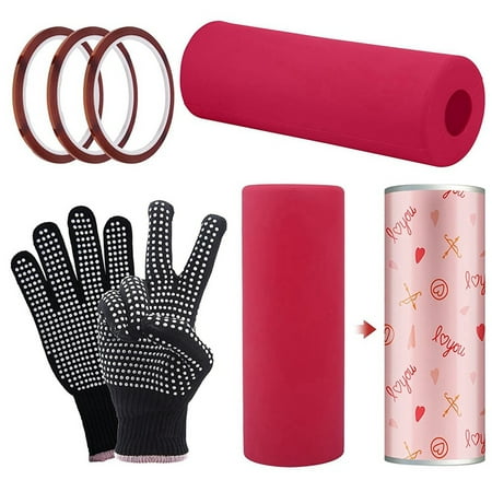 

2Pcs Silicone Wrap Sleeve for Sublimation Tumbler Reusable Seamless Tumbler Wrap with Tape Gloves for 20Oz Cup Full Wrap