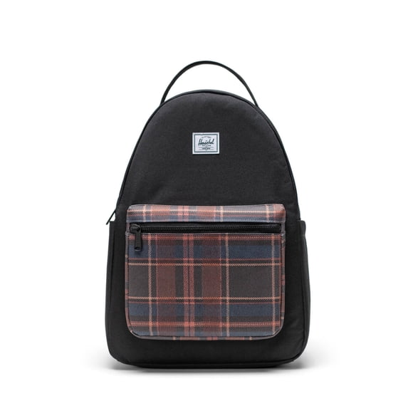 Mochila Herschel Nova de tela reciclada a cuadros negros de invierno