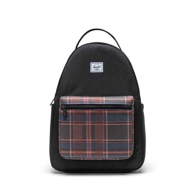Mochila Herschel Nova de tela reciclada a cuadros negros de invierno