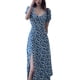 thumbnail image 5 of Vestido a media pierna Vestido sexy de manga corta con cuello en U dividido con estampado floral para mujer, XXL Speravity AP001459-04B, 5 of 7