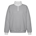 thumbnail image 6 of SGMVNU Girls' Zip Neck Hoodie for Little Girls – Cozy Kids' Casual Sweatshirt with Stand Up Collar Lightweight Winter Layer Grey 5-6 Years, 6 of 8