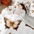 thumbnail image 4 of Manfei Flying Butterflies Boy Girl Bedding Comforter Set 7pcs,Exotic Style Queen Bedding Sets Super Cozy,Dreamy Princess Queen Sheet Sets,Super Cozy Room Decor,Reversible, 4 of 8