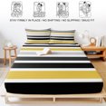thumbnail image 5 of Twin XL Size Fitted Sheet Set - Yellow Black Stripe 2 Piece Bedding Sets 16" Deep Pocket Fitted Sheet with 1 Pillowcases, Modern Abstract Art Coarse Striped Brushed Microfiber Hotel Luxury Bed Sheets, 5 of 9