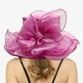 thumbnail image 2 of LRen Elegant Women's Wide Brim Floral Sun Hat for Beach Wedding Bridal Shower and Summer Outdoor Occasions Hot Pink, 2 of 6