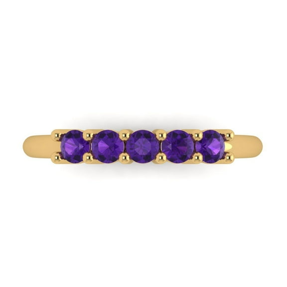0.35 ctw Wedding Band for Women - 18K Yellow Gold Natural Amethyst Stackable Eternity Ring