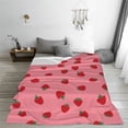 thumbnail image 5 of Honeii Strawberries Print Fleece Blanket - Throw Blanket for Bed, Sofa, Couch, Camping, and Travel , Microplush Ultra Soft Warm Blanket-40"x30", 5 of 7