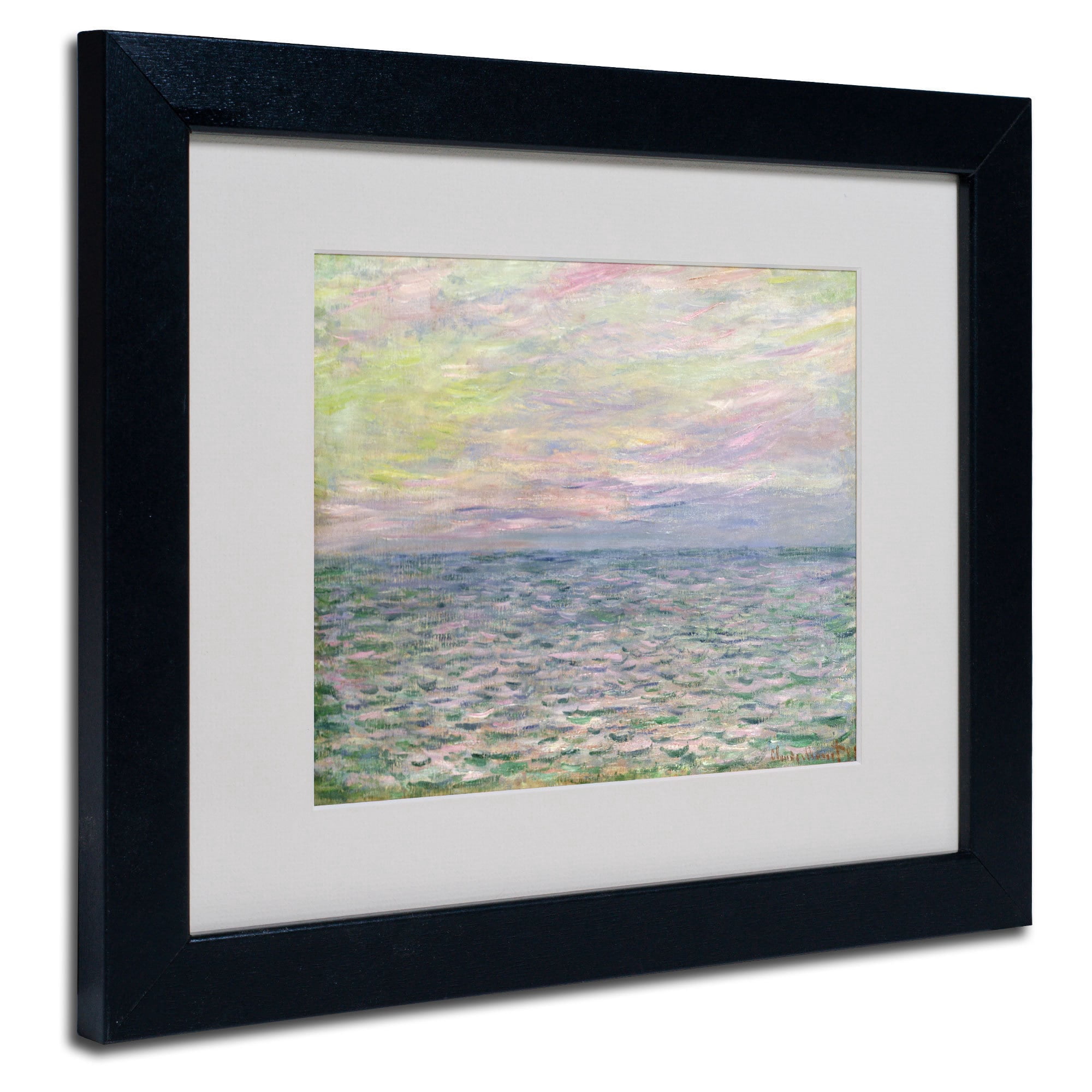 Trademark Fine Art "Coucher de Soleil a Pourvil" Canvas Art by Claude Monet, Black Frame