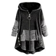 thumbnail image 2 of Tdoqot Women's Fleece Jacket- Color Blocking Winter Coats for Women Dark Gray Size XL, 2 of 4