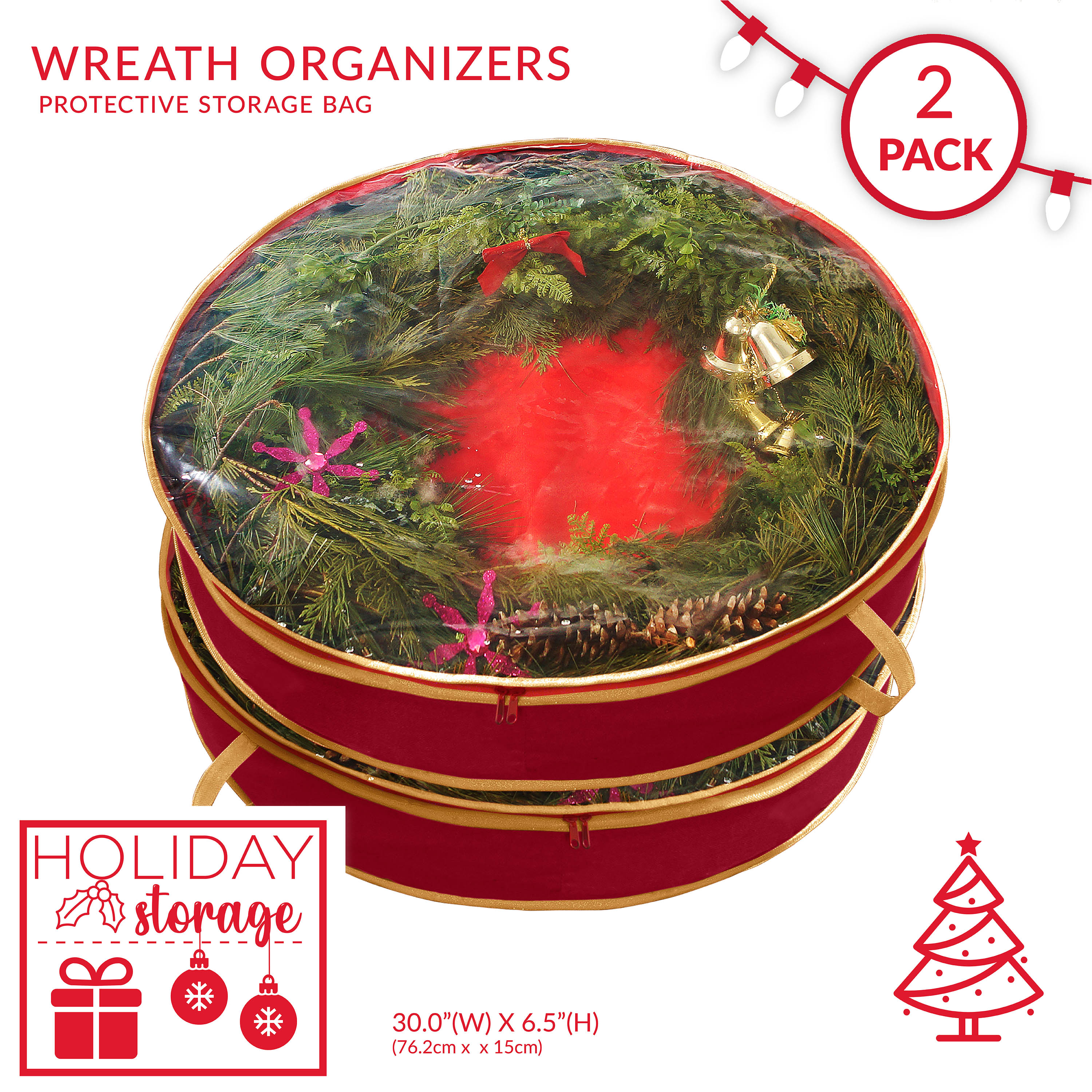 Simplify 2-Pack 30 Inch Christmas Wreath Storage Bags photo 2