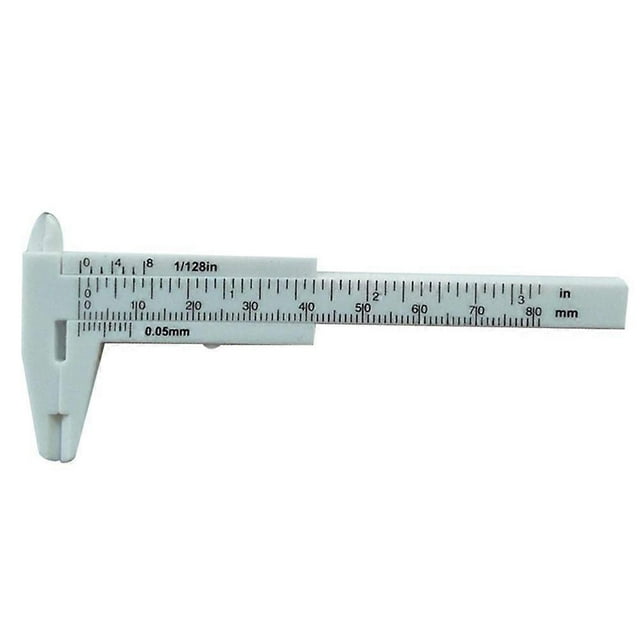 80mm Mini Plastic Sliding Vernier Caliper Button Jewelry Size Gauge Measure Tool (White)