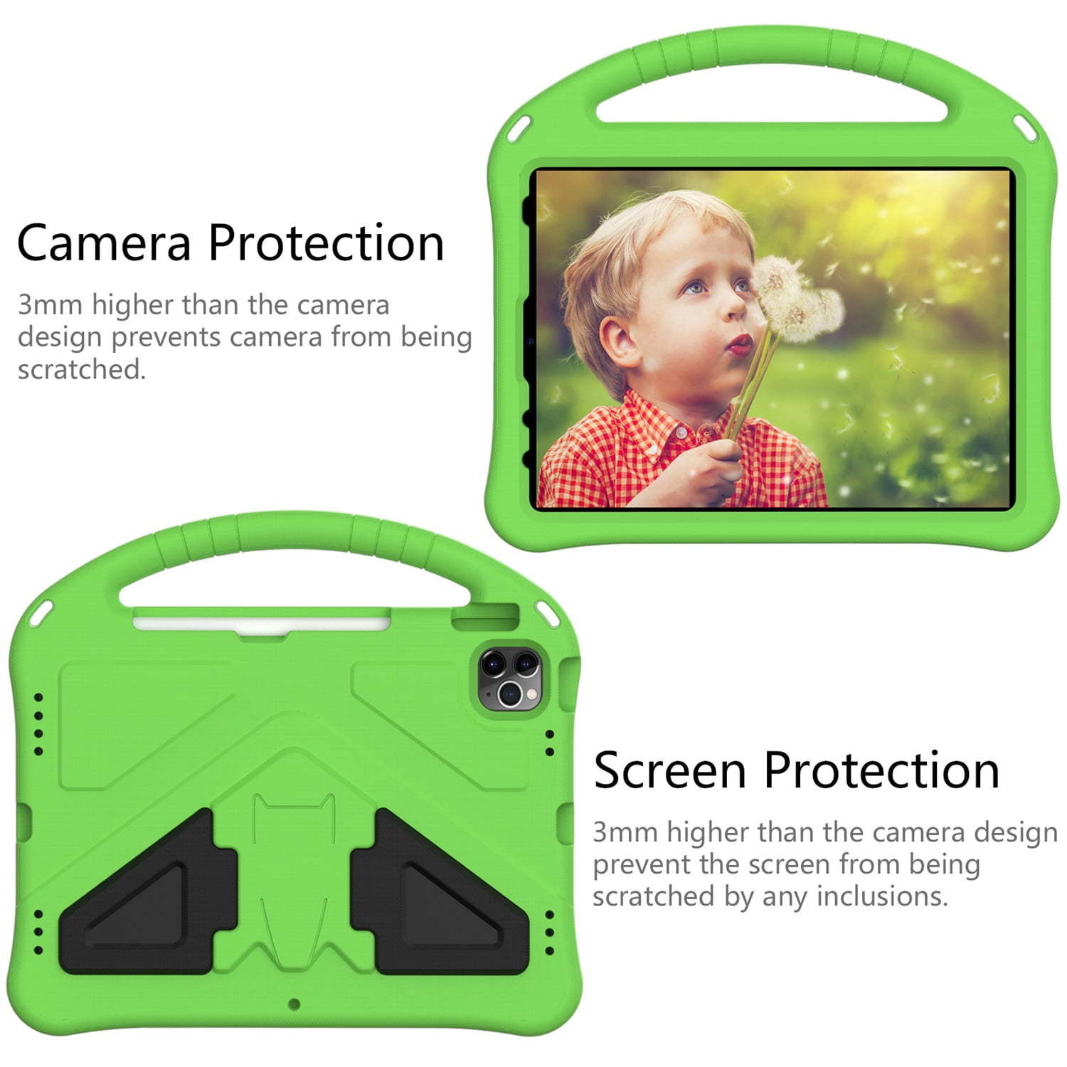 SaniMore Kids Case for iPad 10th Generation 2022, iPad 10.9" 2022 Case with Pencil Holder, Shock Proof Light Weight Convertible Handle Stand Kids Shell Case for Apple iPad 10 2022, Green
