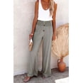 thumbnail image 1 of Pantalones anchos casuales, elásticos, de lino y algodón de color sólido para mujer de primavera y verano de estilo europeo y americano., 1 of 6