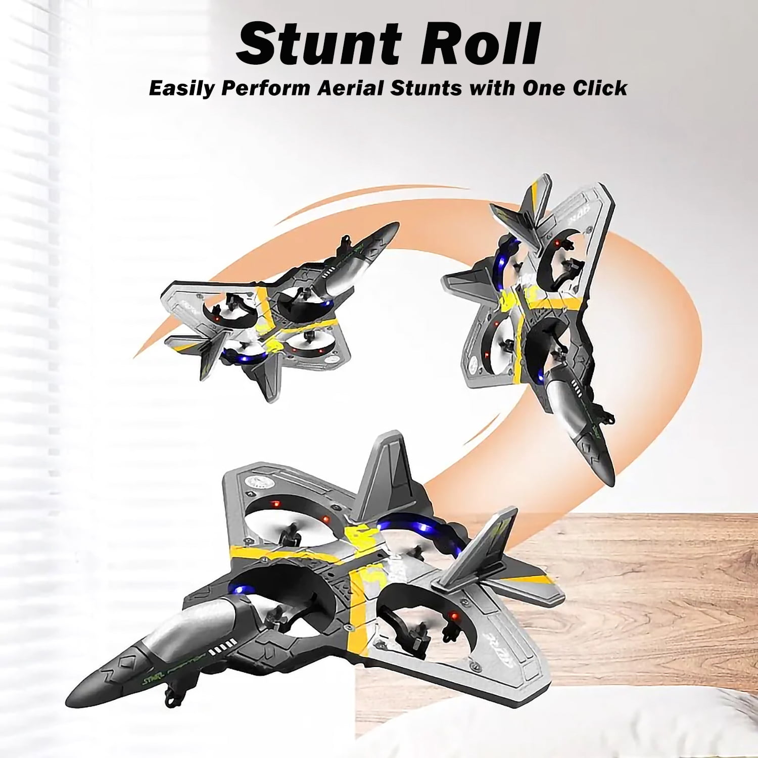 Kivdit RC Plane,2.4GHz Gravity Sensing RC Airplane with LED Lights,Four-Motors Remote Control Airplane for Beginners Kids Adults