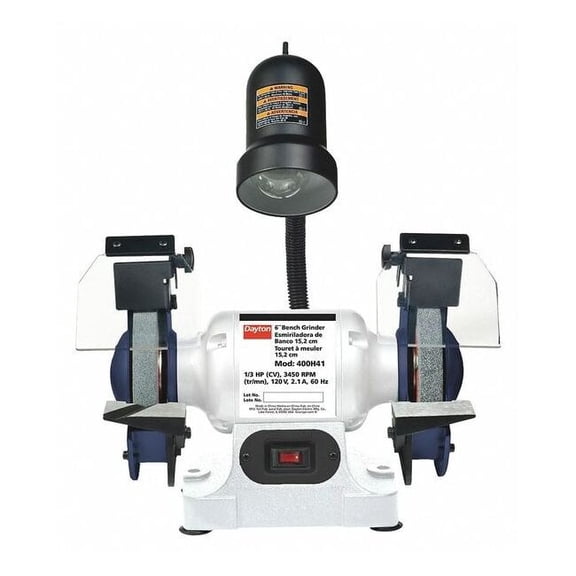 Dayton Bench Grinder, 6 in Max. Wheel Dia, 36/60 Grinding Wheel Grit 400H41