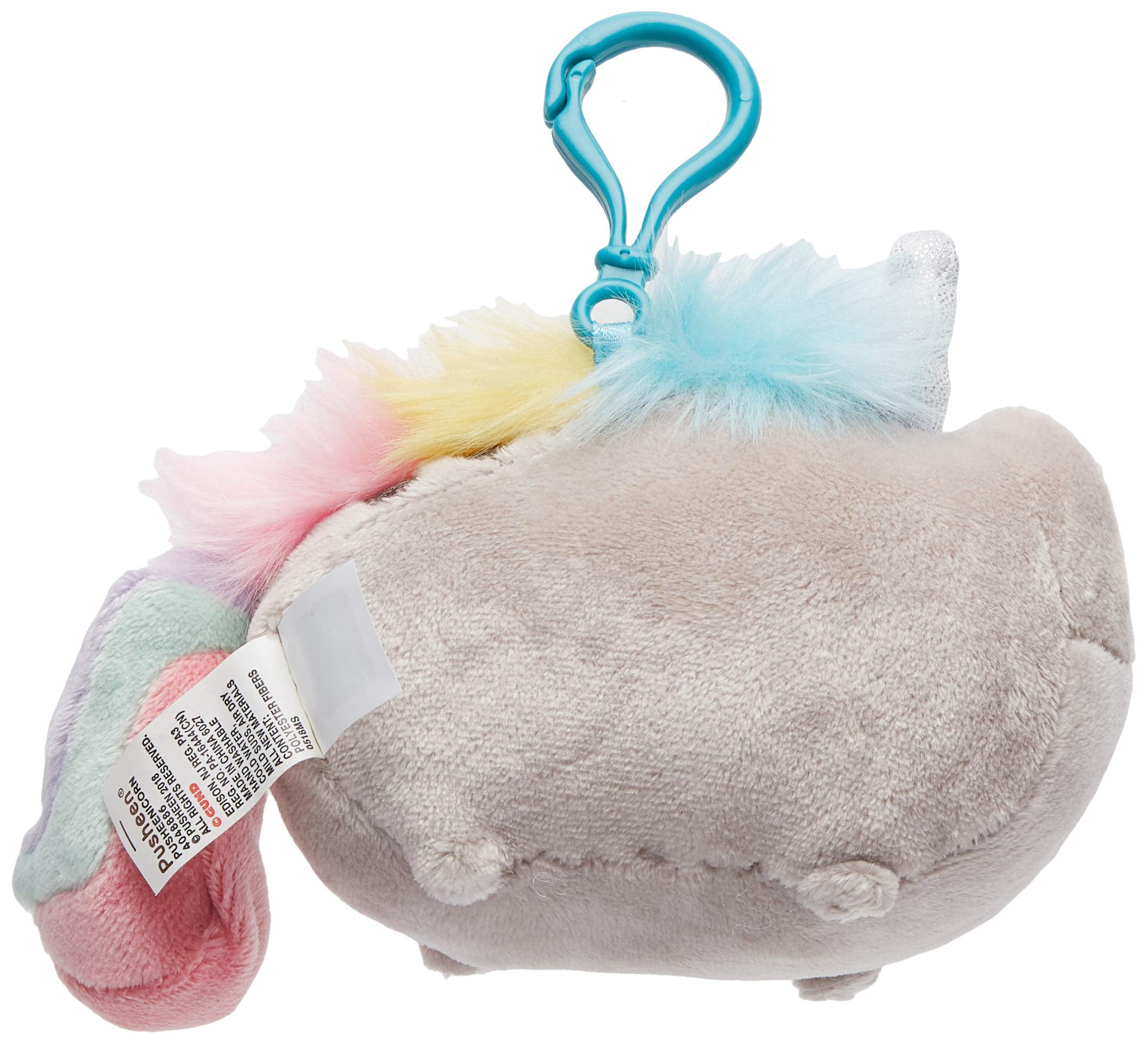 Pusheenicorn Backpack Clip – Unicorn Cat Plush Keychain, 4.5" Grey Soft Stuffed Animal – Official Pusheen Toy Gift for Fans, Bags & Collectors