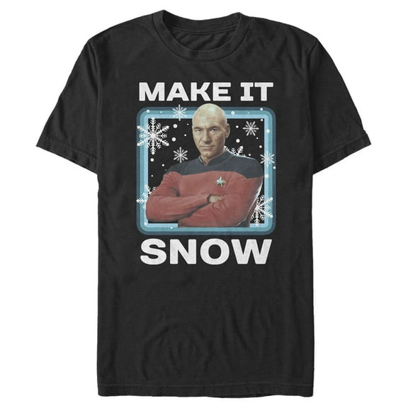 Men's Star Trek: The Next Generation Captain Picard Make It Snow  Graphic Tee Black X Large