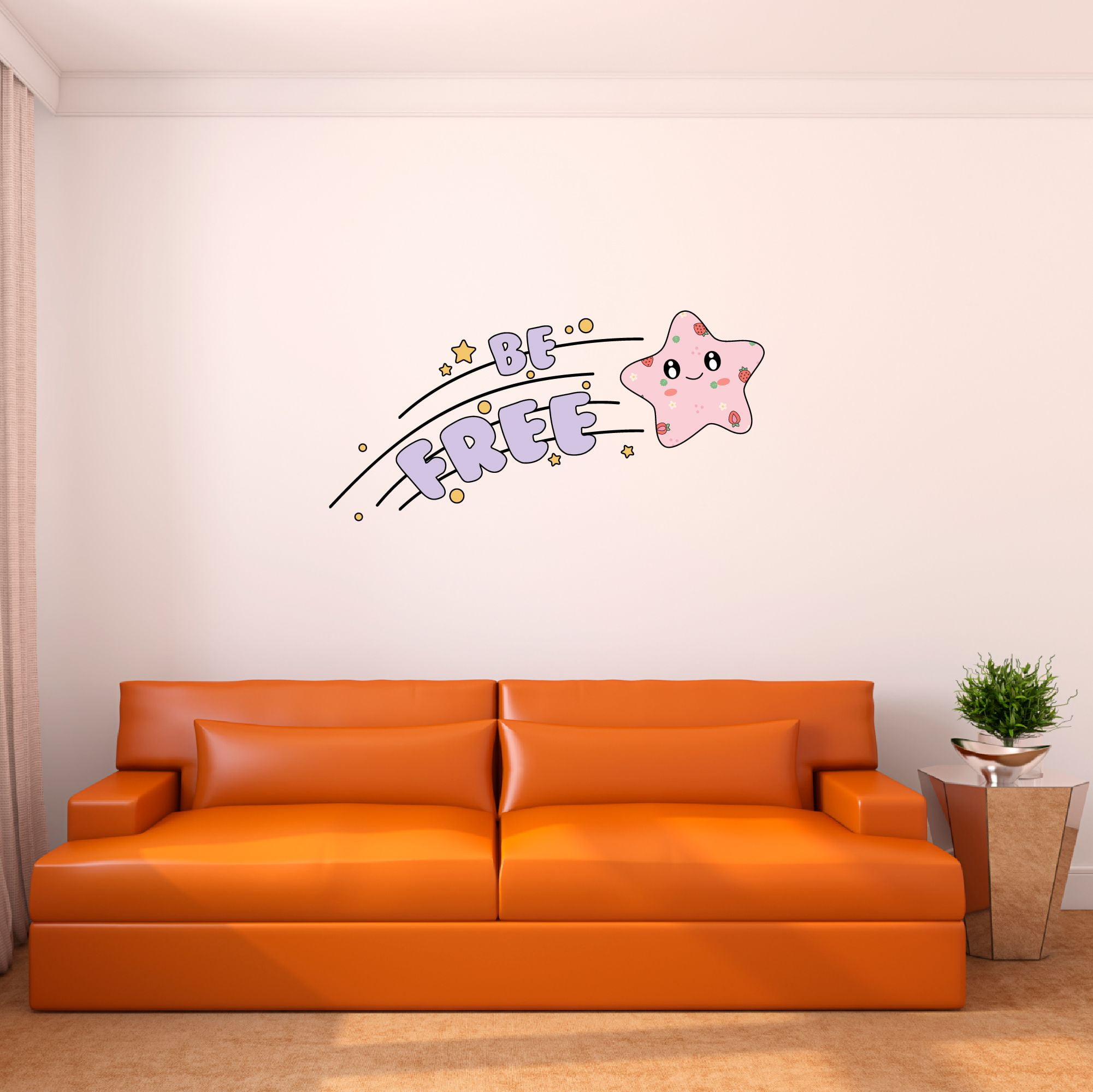 Danish Pastel Wall Decal Aesthetic Cute Shooting Star Bedroom Wall Decal for Girls Quotes and