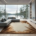 thumbnail image 2 of ODIKA 8'x10' Washable Area Rug Beige Frond Cream Botanical Symmetrical Rectangular Fronds Large for Dining Room, Office, Lounge, Non-Slip Chair-Friendly Mat, 2 of 7