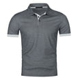 thumbnail image 5 of Men's Shirts, Mens Collared Shirts Short Sleeve Casual Golf Shirt Contrast Trim Button Placket Athletic Summer Work Top Travel Wear Dark Gray S, 5 of 8