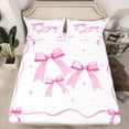 thumbnail image 2 of Feelyou Cute Watercolor Bow Queen Sheet Sets for Child, Kawaii Bowknot Stars Pink Flat Sheet, Dreamy Princess Ribbon Queen Fitted Sheet, Lightweight Room Decor, 4-Piece, 2 of 7