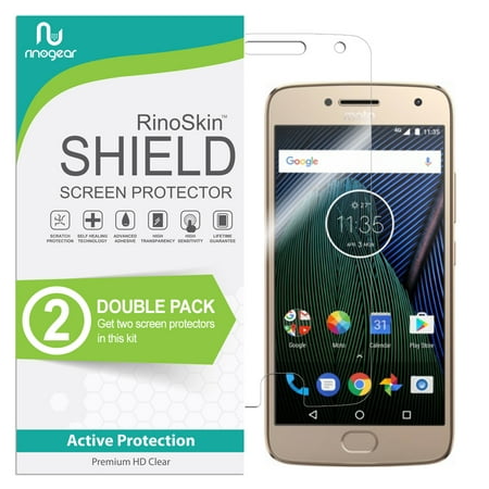 (2-Pack) RinoGear Screen Protector for Motorola Moto G5 Case Friendly Accessories Flexible Full Coverage Clear TPU Film