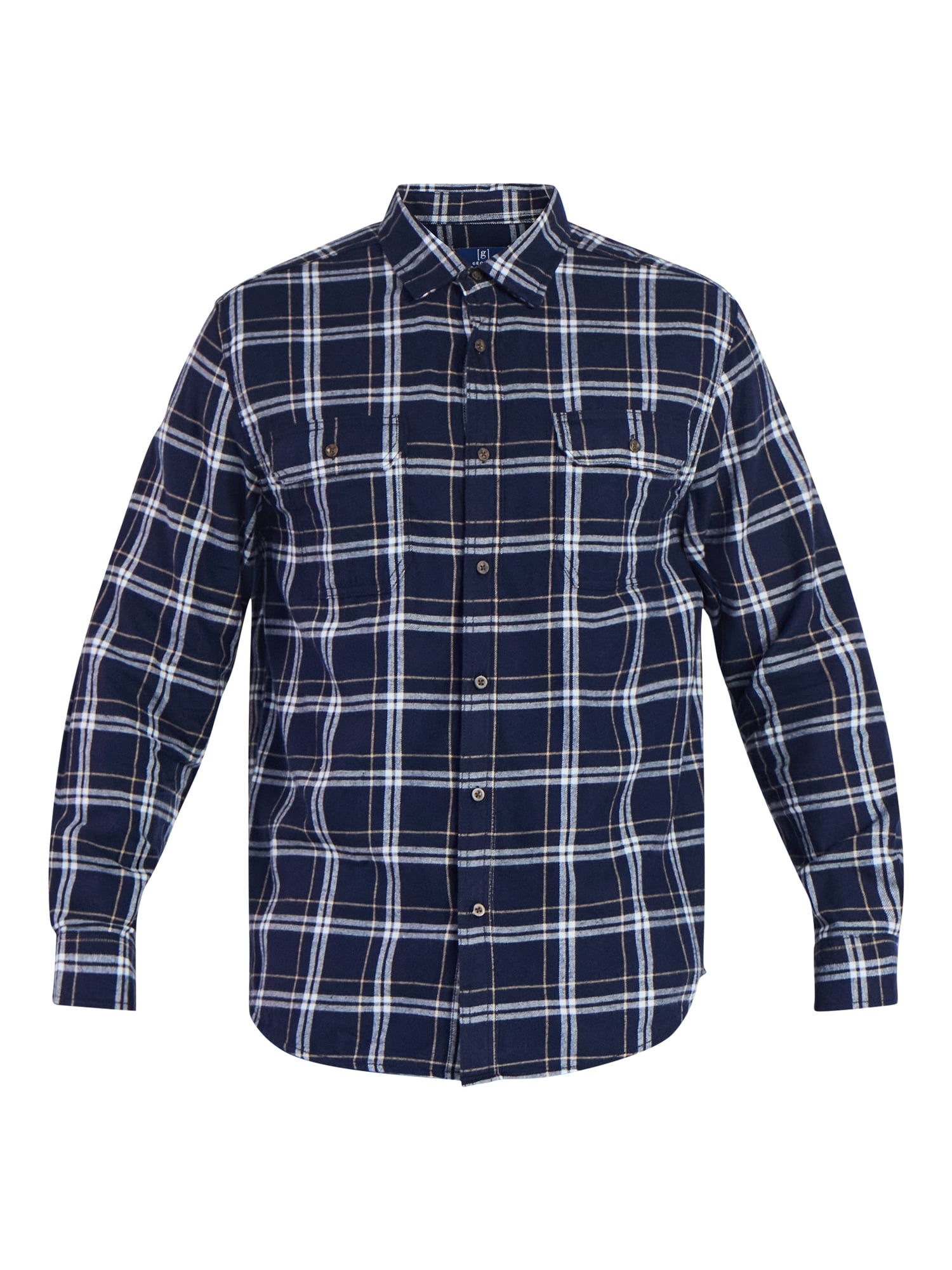 George Men's & Big Men's Relaxed Fit Double Pocket Flannel Shirt, Sizes XS-3XLT