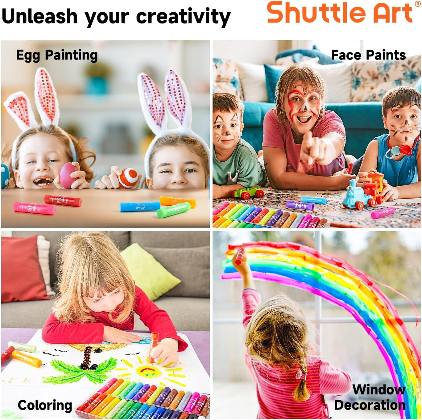 Tempera Paint Sticks, 32 Colors Solid Tempera Paint for Kids, Super Quick Drying, Works Great on Paper Wood Glass Ceramic Canvas