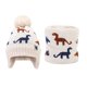 thumbnail image 1 of Conjunto de gorro y bufanda de punto con forro polar de dinosaurio jacquard para niños de invierno, conjunto de dos piezas de gorro de lana con protección para los oídos para niños, 1 of 6