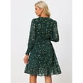 thumbnail image 3 of DARING DIVA Button Up Smocked Chiffon Metallic Star Dress L Dark Green-Floral, 3 of 6
