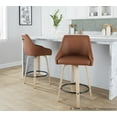 thumbnail image 3 of Hannah 26" Fixed-Height Counter Stool Set of 2 with Backs, Counter Height Chairs, Counter Height Stools Swivel, Swivel Counter Stools For Kitchen Island (Camel Faux Leather), 3 of 6