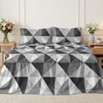 thumbnail image 2 of Flymme Grey Geometric Triangle Sheet Set Twin Size,Soft Microfiber Bed Sheets with 14" Deep Pocket, Modern Bedding for Bedroom Decor, 2 of 8