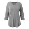 thumbnail image 5 of Women Tops Crewneck Grey Womens Long Sleeve Tee Shirts Basic Tops Fall Top Women, 5 of 5