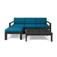 thumbnail image 2 of GDF Studio Makayla Outdoor 3 Seater Acacia Wood Sofa Sectional, Dark Gray and Dark Teal, 2 of 12