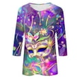 thumbnail image 5 of QATAINLAV Prime Sales Today Mardi Gras Shirts for Women 3/4 Sleeve Mask Graphic Blouse Carnival Themed Tees Party 3D Print Tops Funny Gifts Parade Tshirt Multicolor XL, 5 of 6