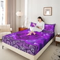 thumbnail image 4 of Manfei Purple Flower Floral Queen Sheet Set (4-Piece) Purple White Paisley Romantic Luxury Decor For Men Women, 4 of 7