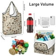 thumbnail image 3 of 5 Pack Foldable Shopping Bag,Beige Halloween Skull Pumpkin Cat Pattern Reusable Grocery Bags with Pockets,Large Reusable Tote Bags with Handles Waterproof & Lightweight, 3 of 6