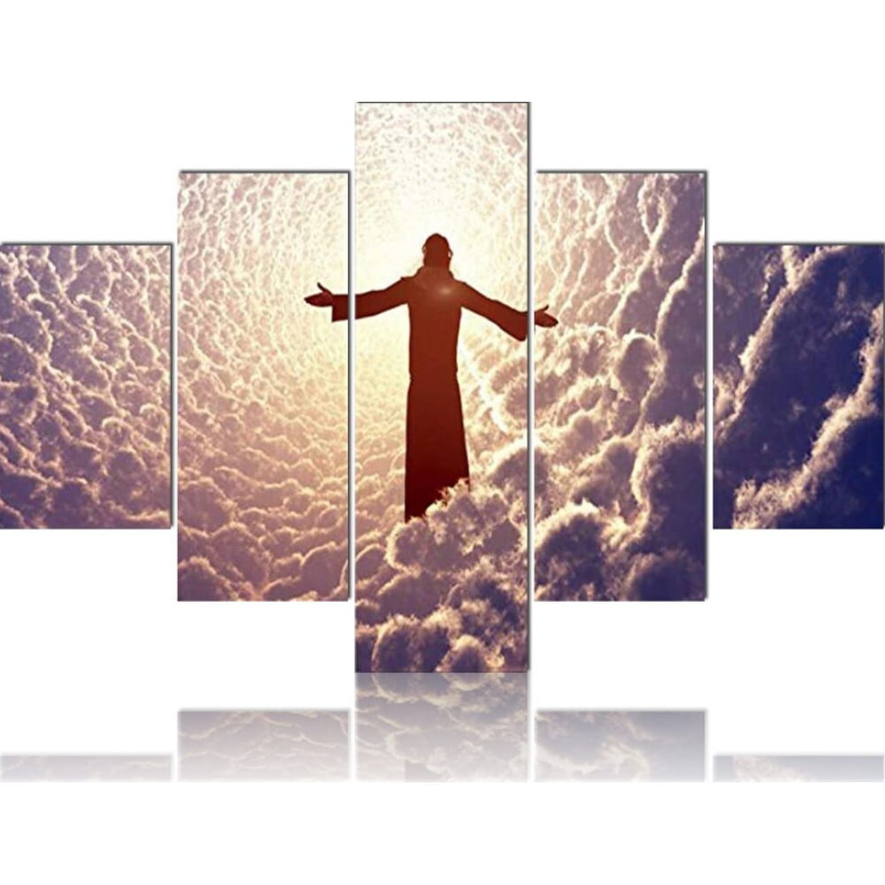 TISHIRON 5PCS Framed Jesus Canvas Wall Art Set,60"x40" Jesus Christ in ...