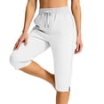 thumbnail image 5 of SBYOJLPB Women's Capris Pants Elastic Waist Drawstring Loose Casual Cropped Trousers with Pockets, 5 of 9