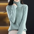 thumbnail image 5 of DondPO Sweaters for Women Turtleneck Sweater Women Autumn New Turtleneck Sweater Ladies Loose Large Size Thick Knitted Sweater Bottom Shirt Long Sleeve Shirts Womens Tops Mint Green XXL, 5 of 5