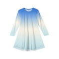 thumbnail image 5 of Drmagiyhm Girls Long Sleeve Dresses Size 10-12 Gradient Twirly Crew Neck Dress Boho Chiffon A-Line Dress Autumn Cute Midi Dress Light Blue 9-10 Years, 5 of 5